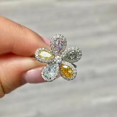 3.01ct GIA Multi-Color Floral Diamond Ring