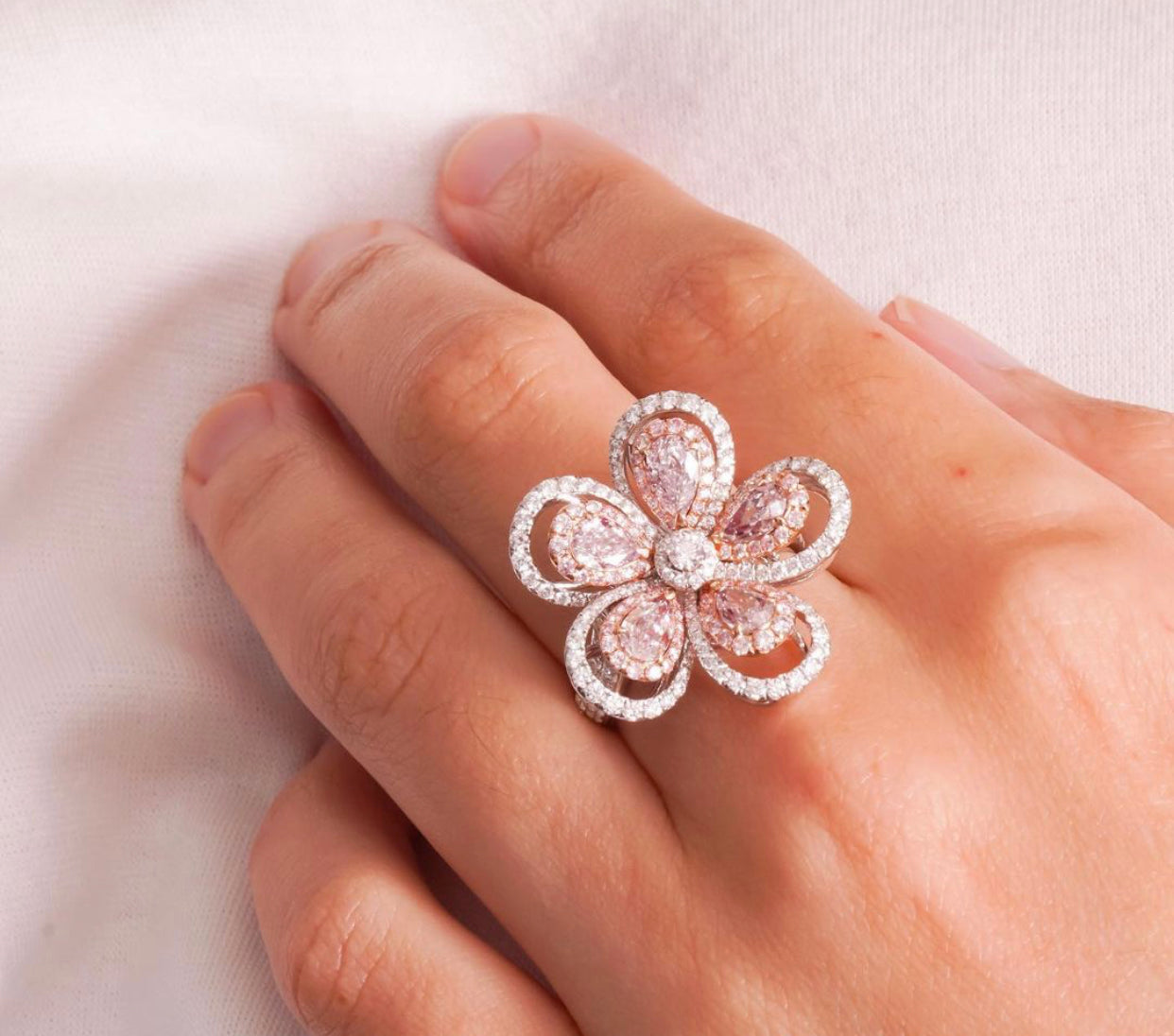 1.50 Carat Pink Diamond Flower Ring