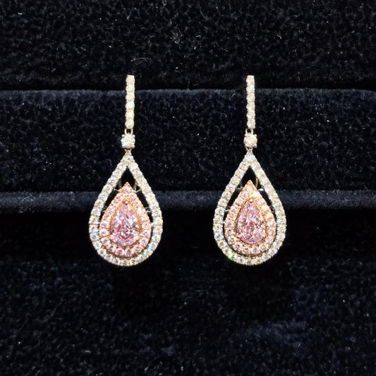 GIA 3.56 Carat Light Pink Diamond Custom Earrings