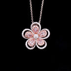 Natural Pink Diamond Flower Pendant