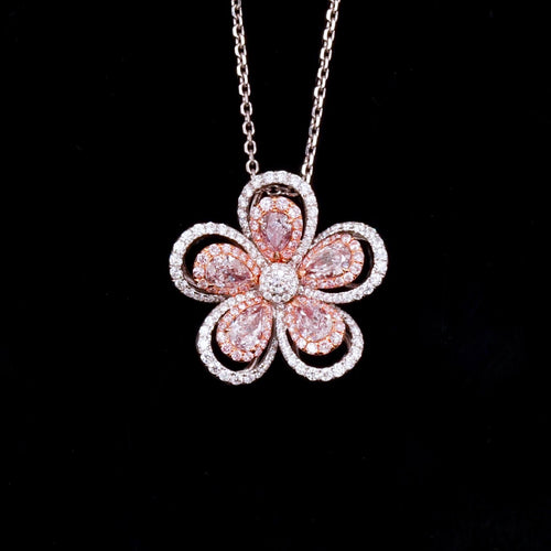 Natural Pink Diamond Flower Pendant